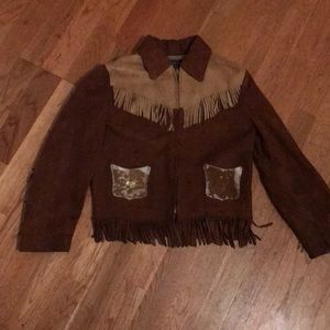 Vintage western suede fringe cropped jacket
